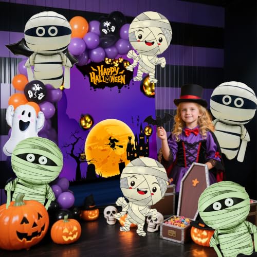 Halloween Mummy Balloons Set - 6pcs Horror Themed Party Decorations