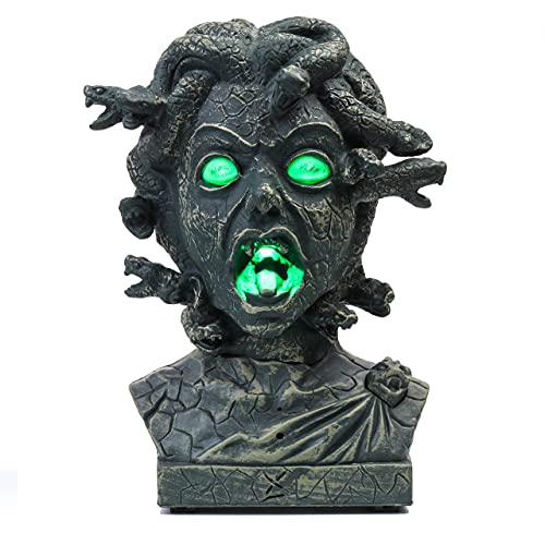 12 Inch Animated Medusa Bust Halloween Decoration with Lights and Sound - Snake Head Variation