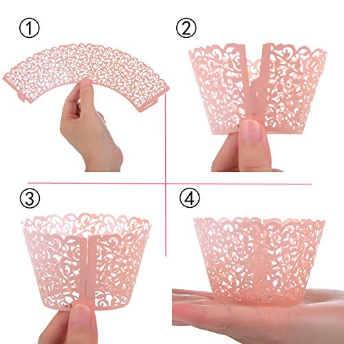 Vine Cupcake Wrappers - Lace Liners for Regular Sized Cupcakes, Pink, 60PCS