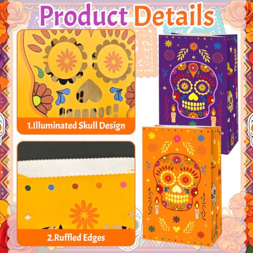 30 Pack Day of the Dead Luminary Bags with Sugar Skull Designs - Fiesta Party Decor