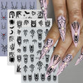 Halloween Nail Stickers Set 4 Sheets Spider Web Rhinestones & Bats - Style10