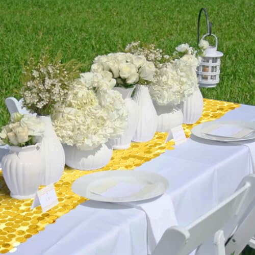 Golden Yellow Sequin Table Runner Set - 3 Pack 12 x 108 Inch for Wedding Party