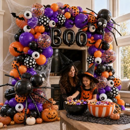 Halloween Balloon Garland Arch Kit 202PCS for Spooky Party Decorations