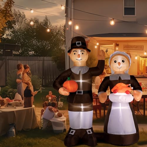 7.5 Ft Thanksgiving Pilgrim Inflatable Yard Decoration Outdoor Halloween Halloween Decor