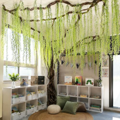 Artificial Jungle Vines Set with Willow Branches and Hooks for Classroom & Event Decor