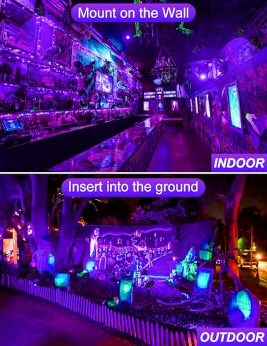 2 Pack Outdoor Black Light Spotlights Waterproof LED Landscape Lighting for Halloween & Party