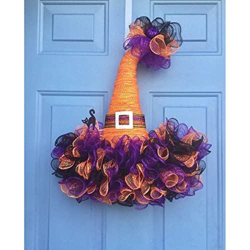 Halloween Poly Mesh Ribbon Rolls - Black, Purple & Orange Wired Edge, 10 Inch x 30 Feet, 4 Pack