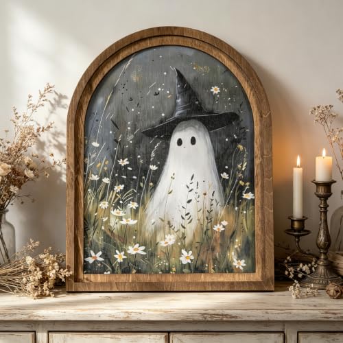 Halloween Ghost Witch Wood Framed Arch Sign - Spooky Autumn Decor - Variation of THIS listing
