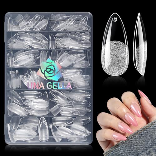 Medium Almond Gel Nail Tips - 240PCS Soft Press On Fake Nails with Reinforced Tips
