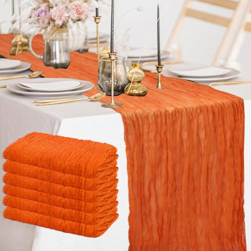 Orange Cheesecloth Table Runner 6 Pack 35x10FT Boho Gauze Rustic Decor - Variation of THIS listing