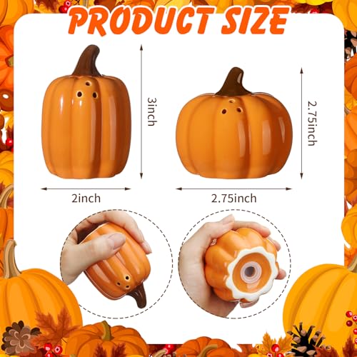 Fall Pumpkin Salt and Pepper Shakers - Orange Ceramic Set for Harvest Decor