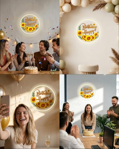 Sunflower LED Neon Sign - Birthday Party Wall Decor, Yellow Sunflower Variation