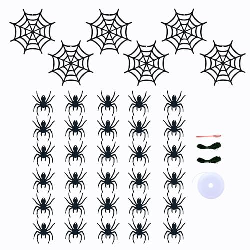 30 PCS Felt Spider Web Decorations Halloween Hanging Ornaments Bulk Set