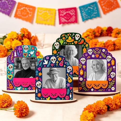 12 Pack Day of the Dead Picture Frames for Altar Decor - Mexican Cultural Memorials
