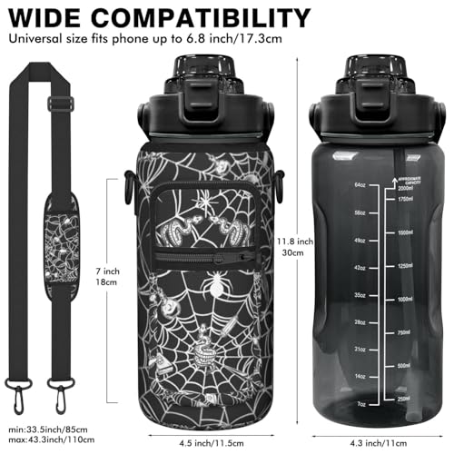 Spider Web Snake Half Gallon Water Bottle with Sleeve - 64 OZ - Witchy Gift