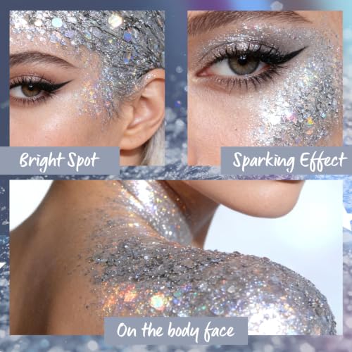 Holographic Body Glitter Stick - Silvery Sparkly Face & Body Makeup