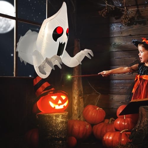 3 FT Inflatable Ghost Window Decoration with Lights - Indoor Outdoor Halloween Halloween Inflatable