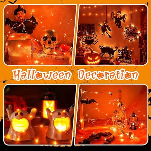 Halloween LED Fairy String Lights Battery Powered 16.4ft Orange for Halloween Decorations - 1pc