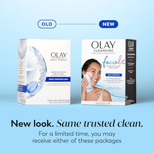Olay Makeup Remover Wipes Purifying Clean 66 Count - Deep Cleansing Face Towels for Oily & Normal Skin