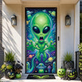 Halloween Alien Door Cover Banner - 3D Reaching Hands, Funny Extraterrestrial Decor, 78x35 Inches