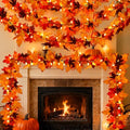 9Ft 3-Pack LED Maple Leaf Garland with Timer & 8 Modes Battery Operated Fall Decorations