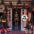 36 Pcs Halloween Witch Hats Set with 984 FT Nylon Cord - Black Decor for Ceiling Porch
