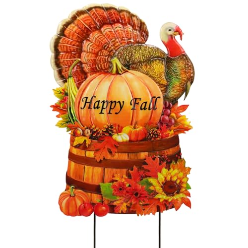 Thanksgiving Metal Turkey Garden Stake Decor - Fall Outdoor Yard Decoration - Variation of Turkey