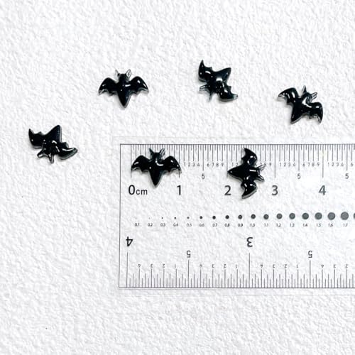 SHUXILIN Black Halloween Bat Nail Charms 3D Resin Nail Rhinestones - 200pcs