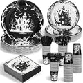 Halloween Party Supplies Set for 50 Guests - Plates Cups Napkins Cutlery Halloween Decorations