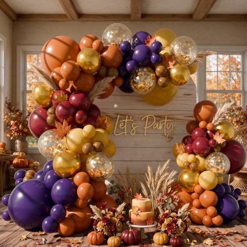Fall Balloon Arch Kit for Birthday Party Thanksgiving Wedding Decorations - Burgundy Red Yellow Orange Purple