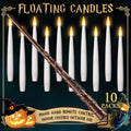 White Floating Candles with Wand Remote - 10 Pcs Flameless LED Taper Candles