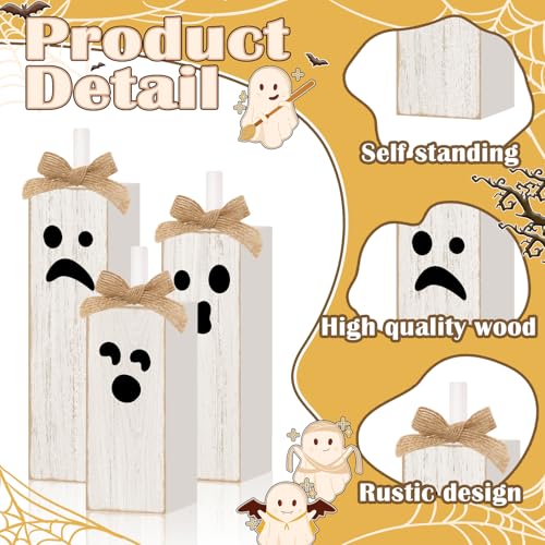 Ghost Face Wooden Tiered Tray Decor - Pink Ghost Boo Set, 3 Pack