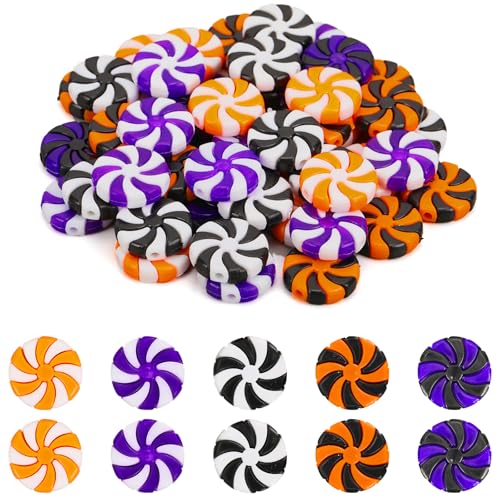 50PCS Halloween Peppermint Candy Ornaments - Plastic Hanging Decorations for Party & Tree