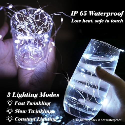 White Fairy String Lights - 100 Pack Mini Battery Operated LED Twinkle Lights - Cold White Variation