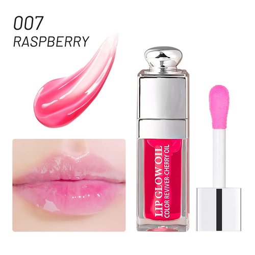 GECOMO Hydrating Lip Glow Oil - Nourishing Tinted Lip Gloss for Smooth Lips | Raspberry, 0.2 Oz