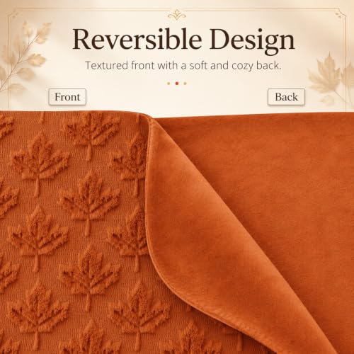 Halloween Fall Maple Leaf Blanket - Autumn Throw with 3D Maple Pattern - Cozy Decor for Couch Bed, 50x60 Inches - Variation: Halloween Fall Maple Leaf Blanket