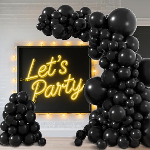 Black Balloon Arch Garland Kit - 153pcs with Different Sizes & Accessories - Black Variation