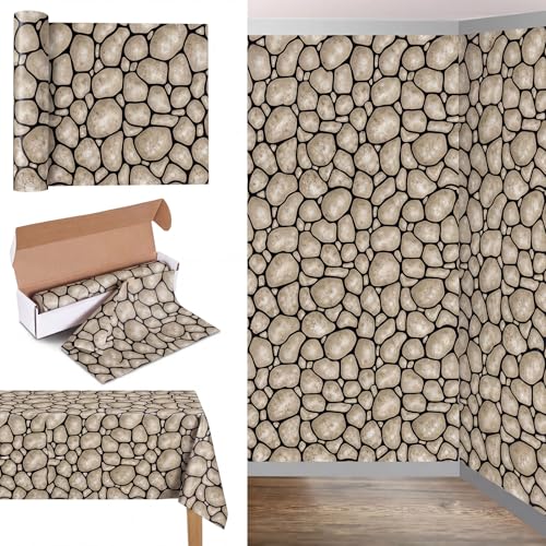Rock Stone Tablecloth Roll 54x100 ft - Cobblestone Pattern, Disposable Party Cover - Variation of THIS listing