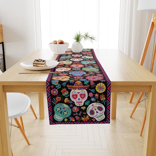 Dia De Los Muertos Sugar Skull Table Runner - Day of the Dead Decor for Mexican Altar - Variation of THIS listing