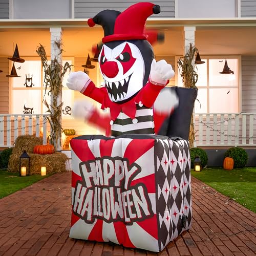 5 Ft Halloween Inflatable Clown Decor with LEDs - Outdoor Yard & Garden Decoration