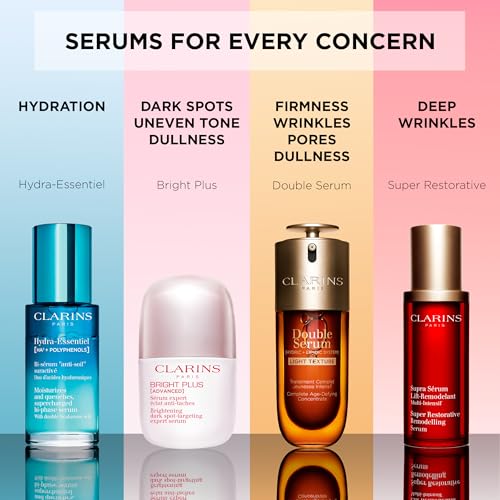 Clarins DOUBLE SERUM LIGHT TEXTURE | Anti Aging Serum | Visibly Firms, Smoothes, Boosts Radiance and Refines Pores | 24H Hydration | Great for Combination to Oily Skin and Humid Climates, 1 Fl Oz