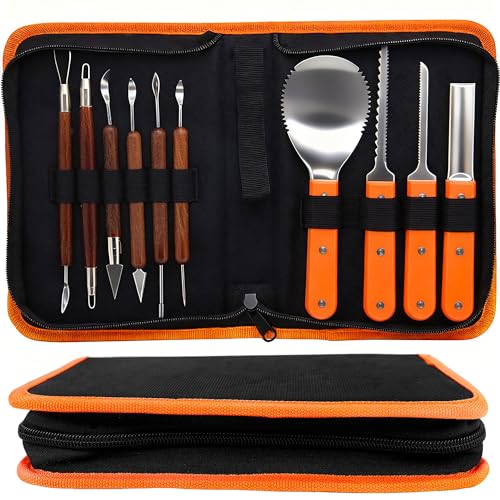 Halloween Pumpkin Carving Kit with Tools & Storage Bag - Safe & Professional