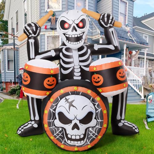 5 Ft Halloween Inflatable Skeleton with Music & LED Lights - Outdoor Yard Decor