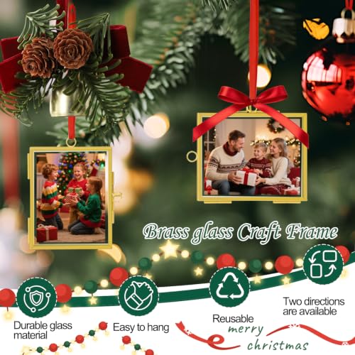 Christmas Picture Frame Ornaments 2.5x3.15 Inch Glass Small Photo Frames - 6 Pack - Red Hanging Cords Included (Variation of THIS listing)
