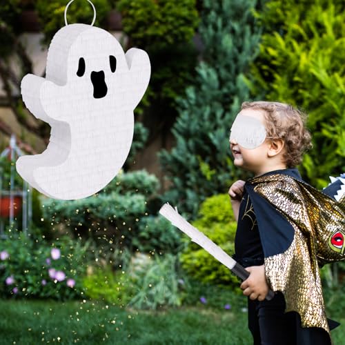 Halloween Ghost Piñata with Blindfold and Stick Kids Party Game – Birthday Carnival Decoration
