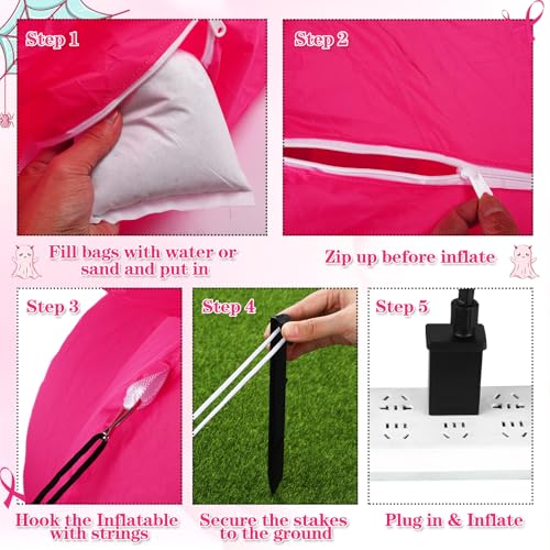 6ft Pink Ribbon Inflatable Pumpkin for Breast Cancer Awareness with LEDs