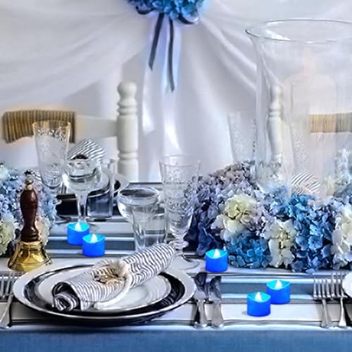 Blue Flameless LED Tea Lights Bulk Pack for Weddings & Parties