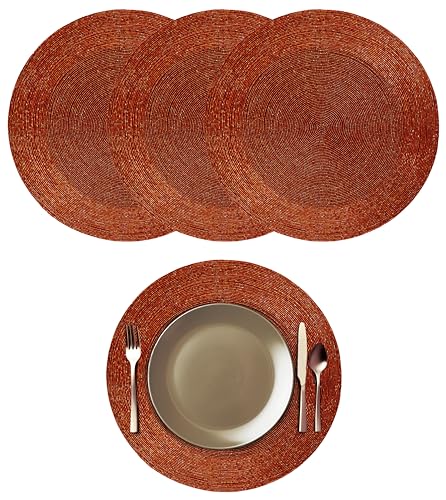 Beaded Charger Placemats Set of 4 - Rust Handmade Fall Table Decor
