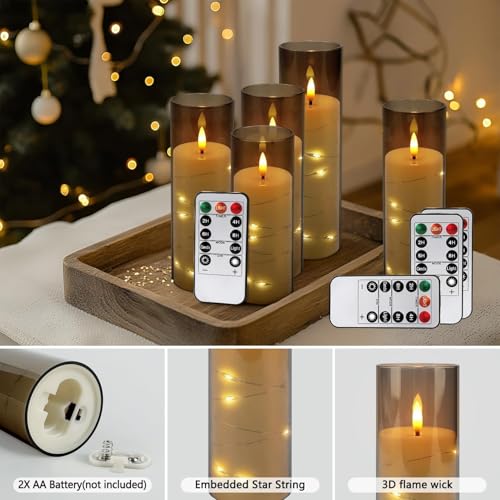 24 Pack Flameless Flickering LED Candles with Timer - Grey, Safe Battery Operated Decor