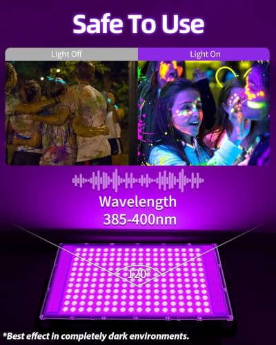 200W Black Light for Glow Party - Waterproof UV LED Floodlight 2 Pack